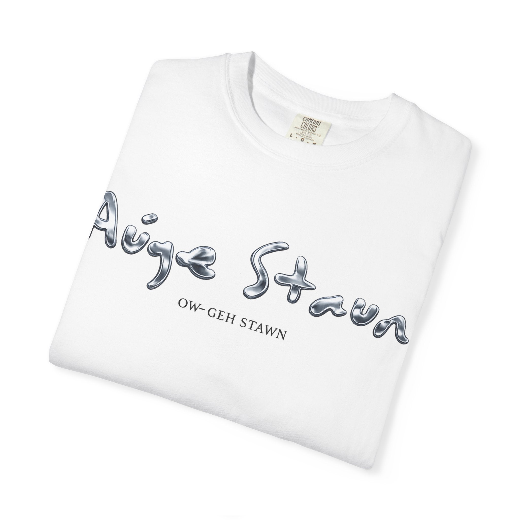 Graphic T-Shirt — 'Auge Staun' Script Front & Eye Graphic Back