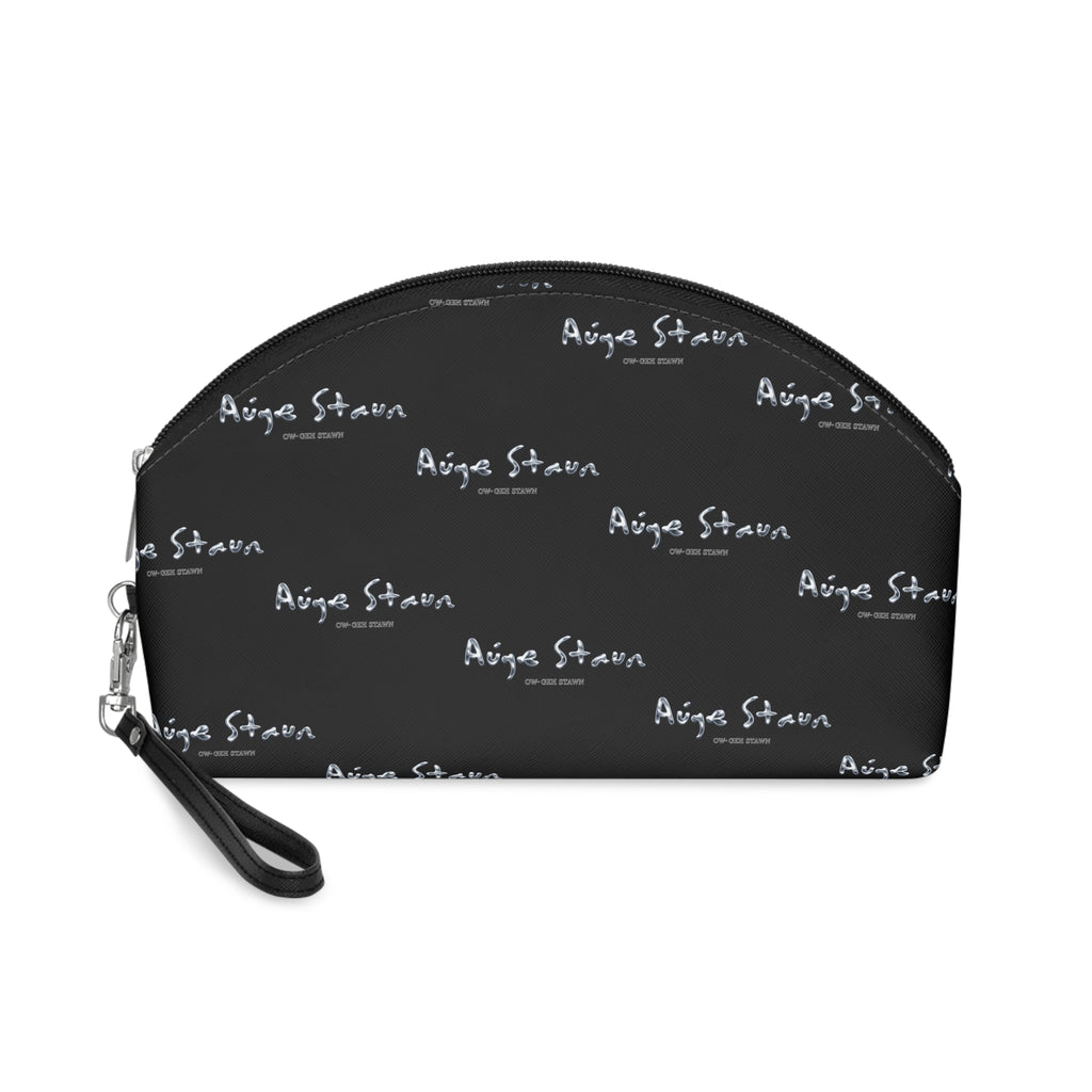 Signature Pattern Makeup Bag — Personalized Black Cosmetic Pouch