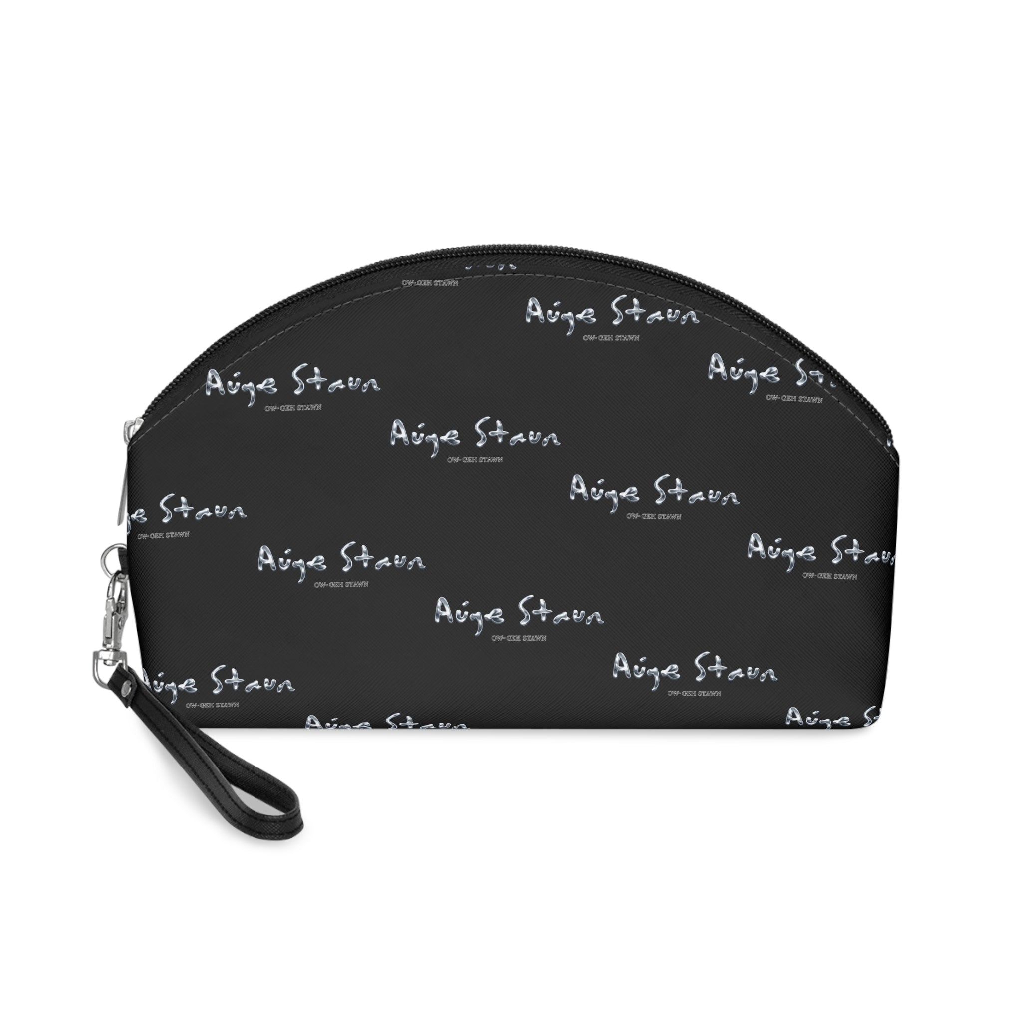 Signature Pattern Makeup Bag — Personalized Black Cosmetic Pouch