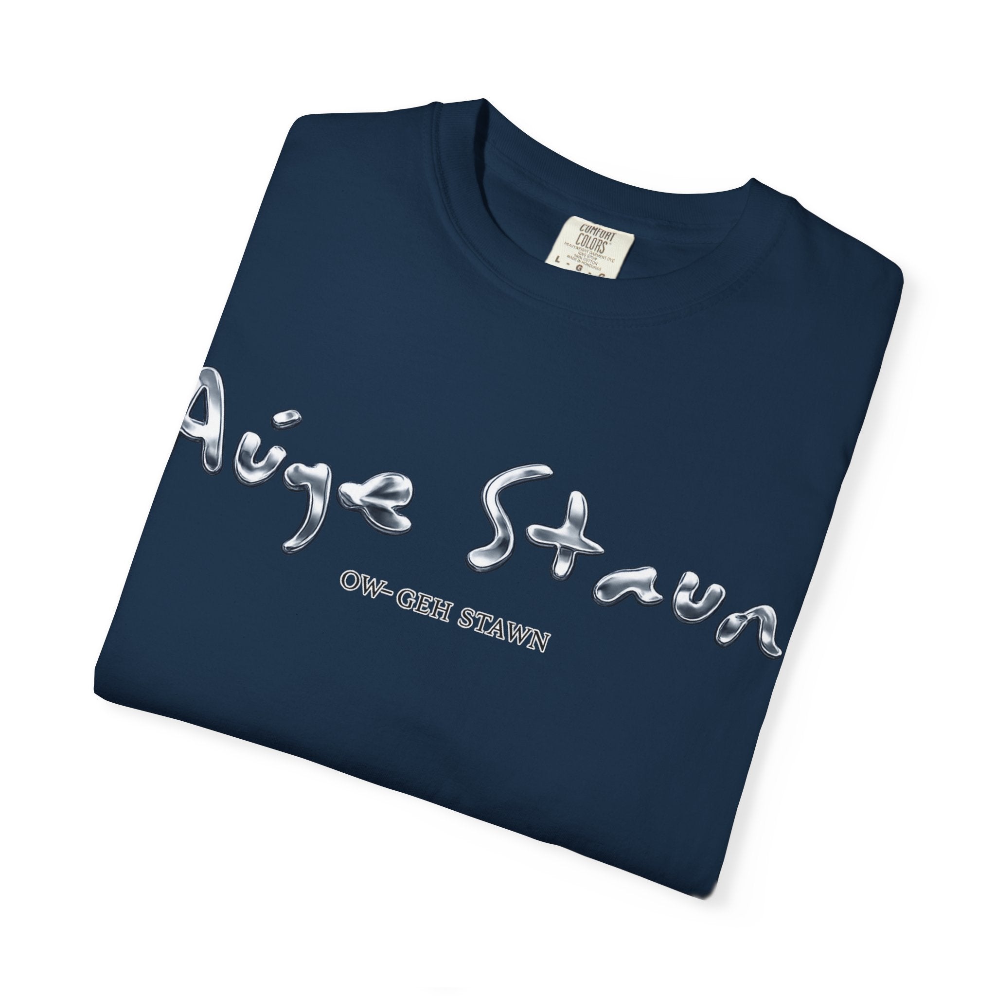 Graphic T-Shirt — 'Auge Staun' Script Front & Eye Graphic Back