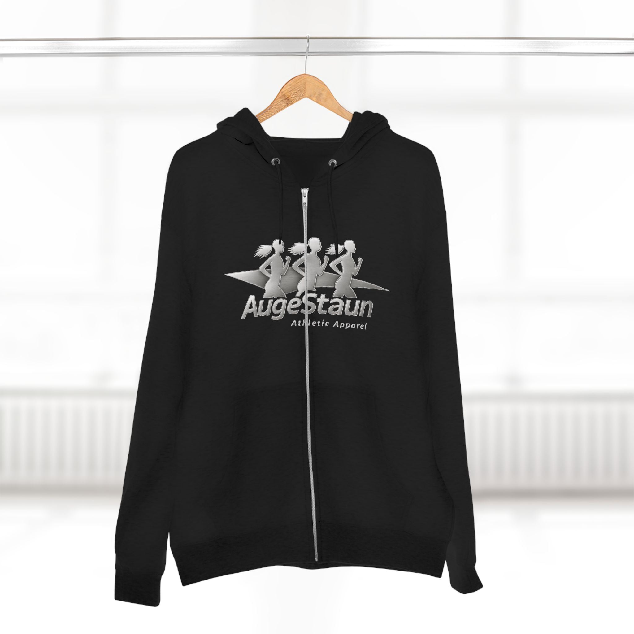Augé-Staun Logo Zip Hoodie (ASAA) — Minimalist Grey Zip-Up Hoodie with Subtle Embroidered Text