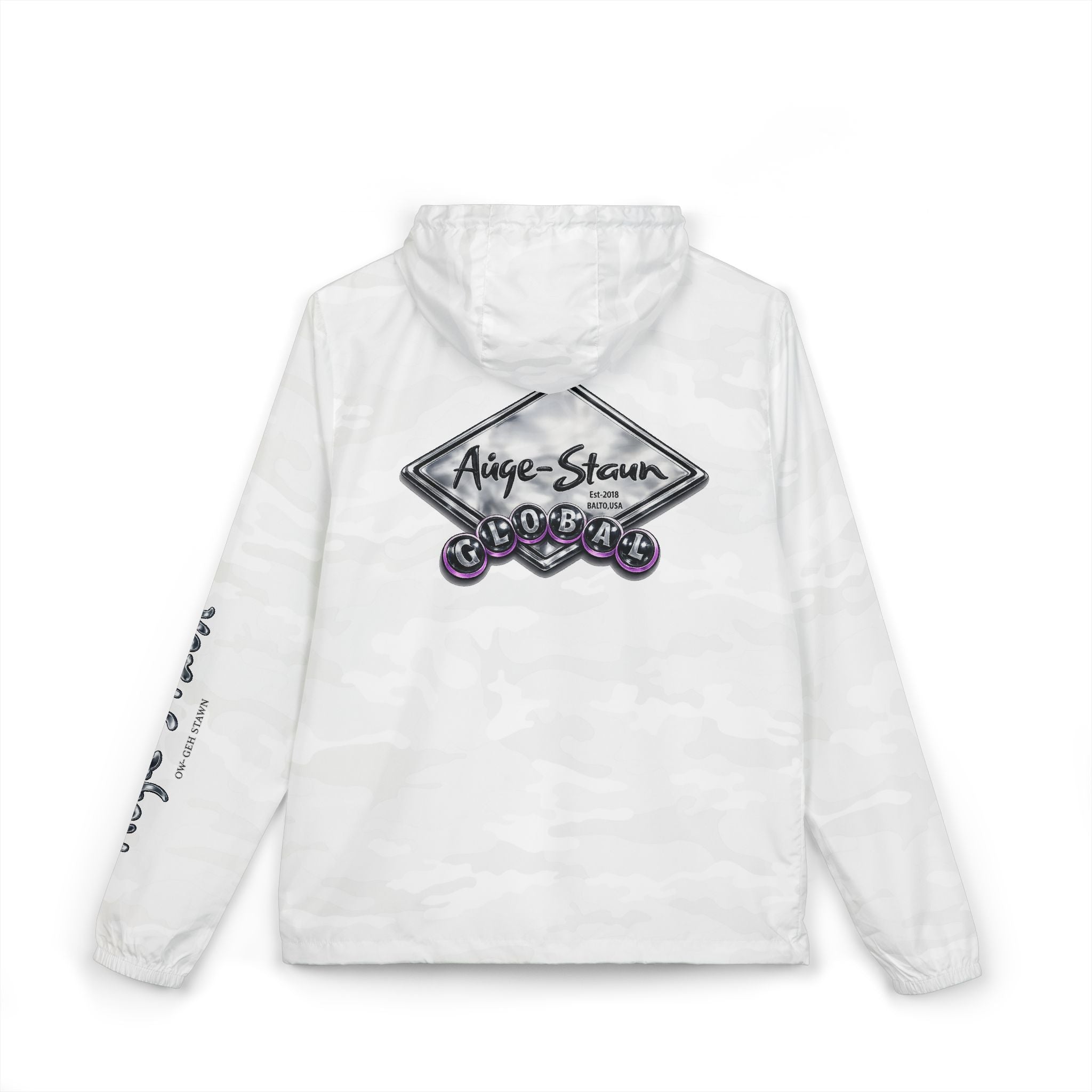 Windbreaker Jacket — Retro Vegas 'Auge-Staun' Logo Hooded Shell