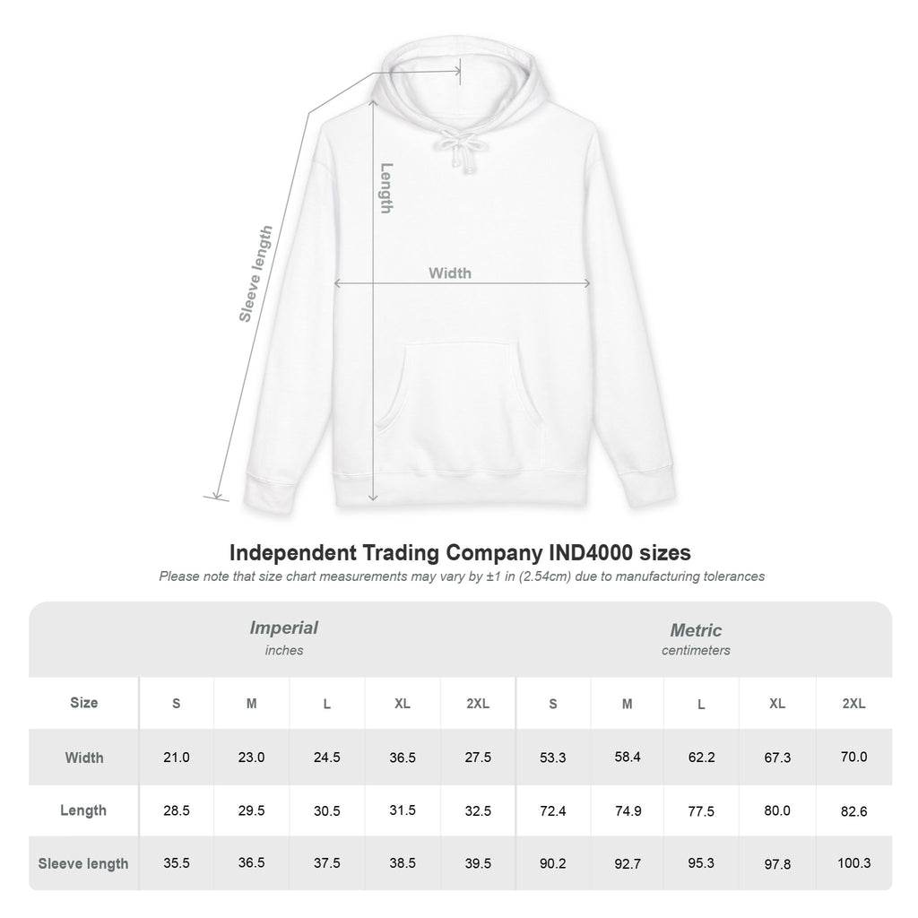 Auge-Staun Logo Hoodie — White Graphic Pullover with Script & Sleeve Print