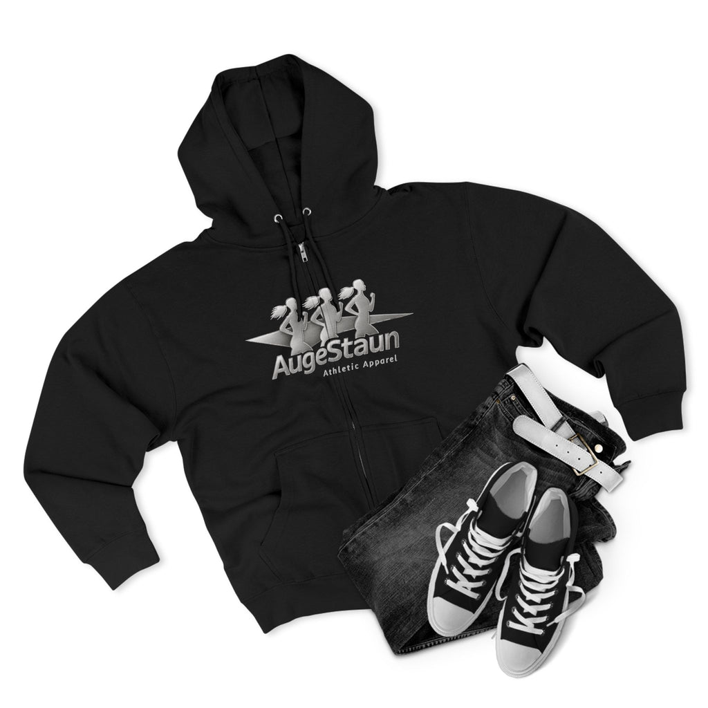 Augé-Staun Logo Zip Hoodie (ASAA) — Minimalist Grey Zip-Up Hoodie with Subtle Embroidered Text