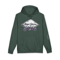 Auge-Staun Logo Hoodie — White Graphic Pullover with Script & Sleeve Print