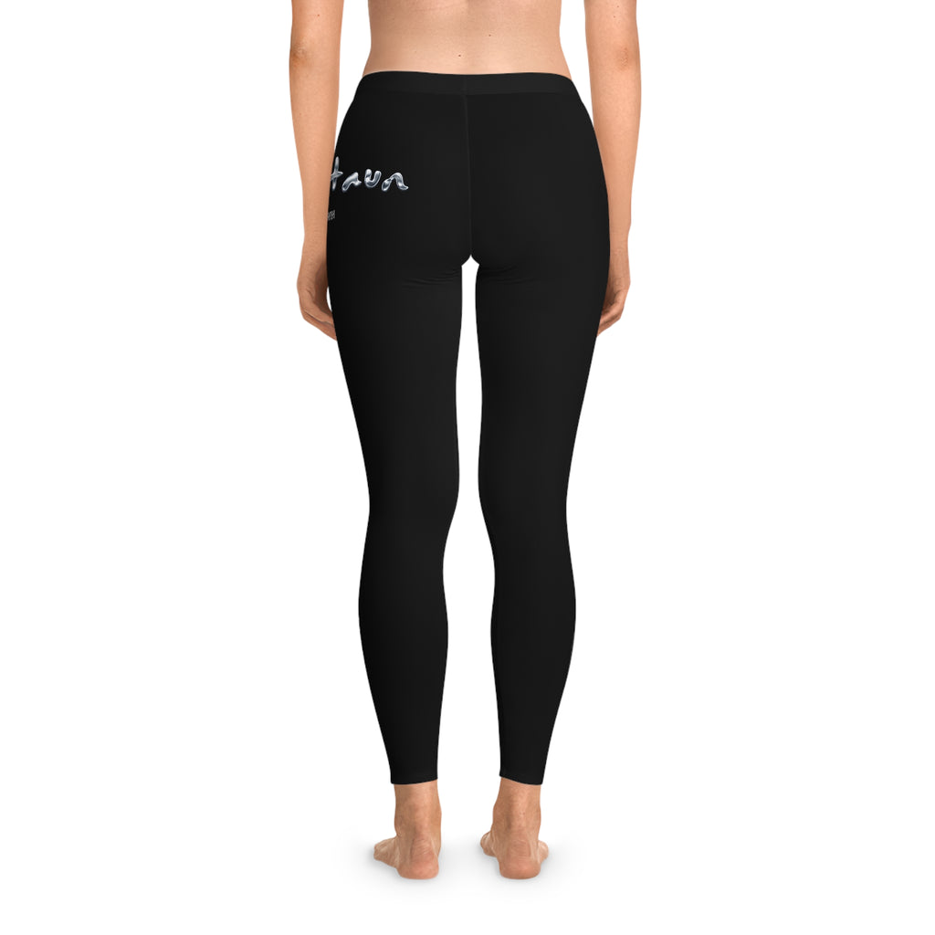 Black Script Logo Leggings — Minimal Logo All-Over Print Yoga Leggings