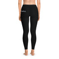 Black Script Logo Leggings — Minimal Logo All-Over Print Yoga Leggings