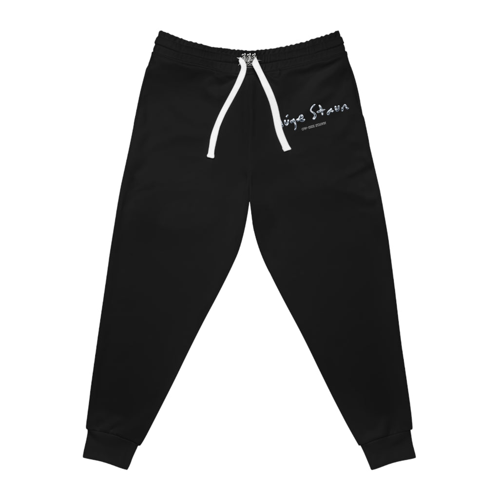 Black Athletic Joggers — Minimal Script Logo Sweatpants (QP)