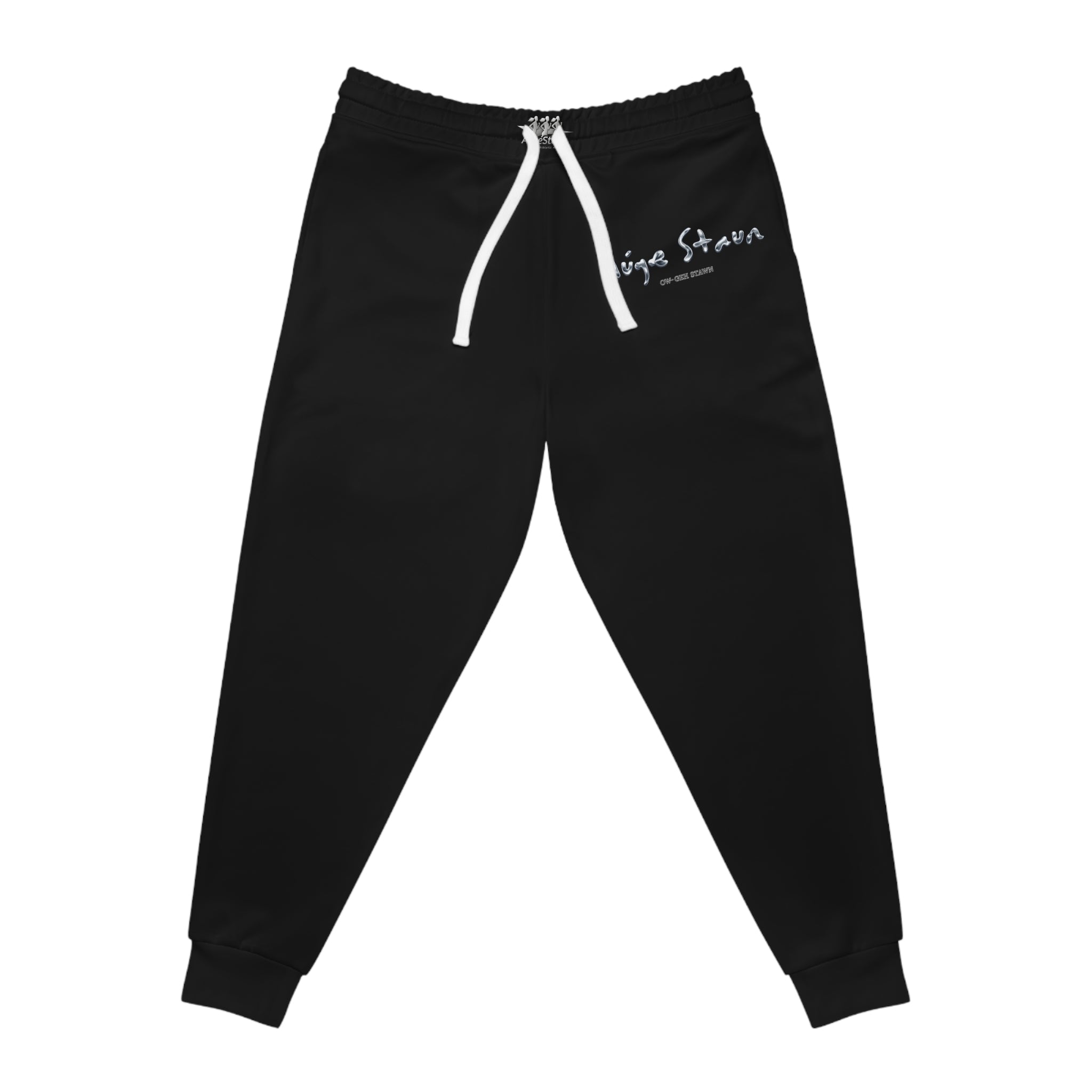 Black Athletic Joggers — Minimal Script Logo Sweatpants (QP)