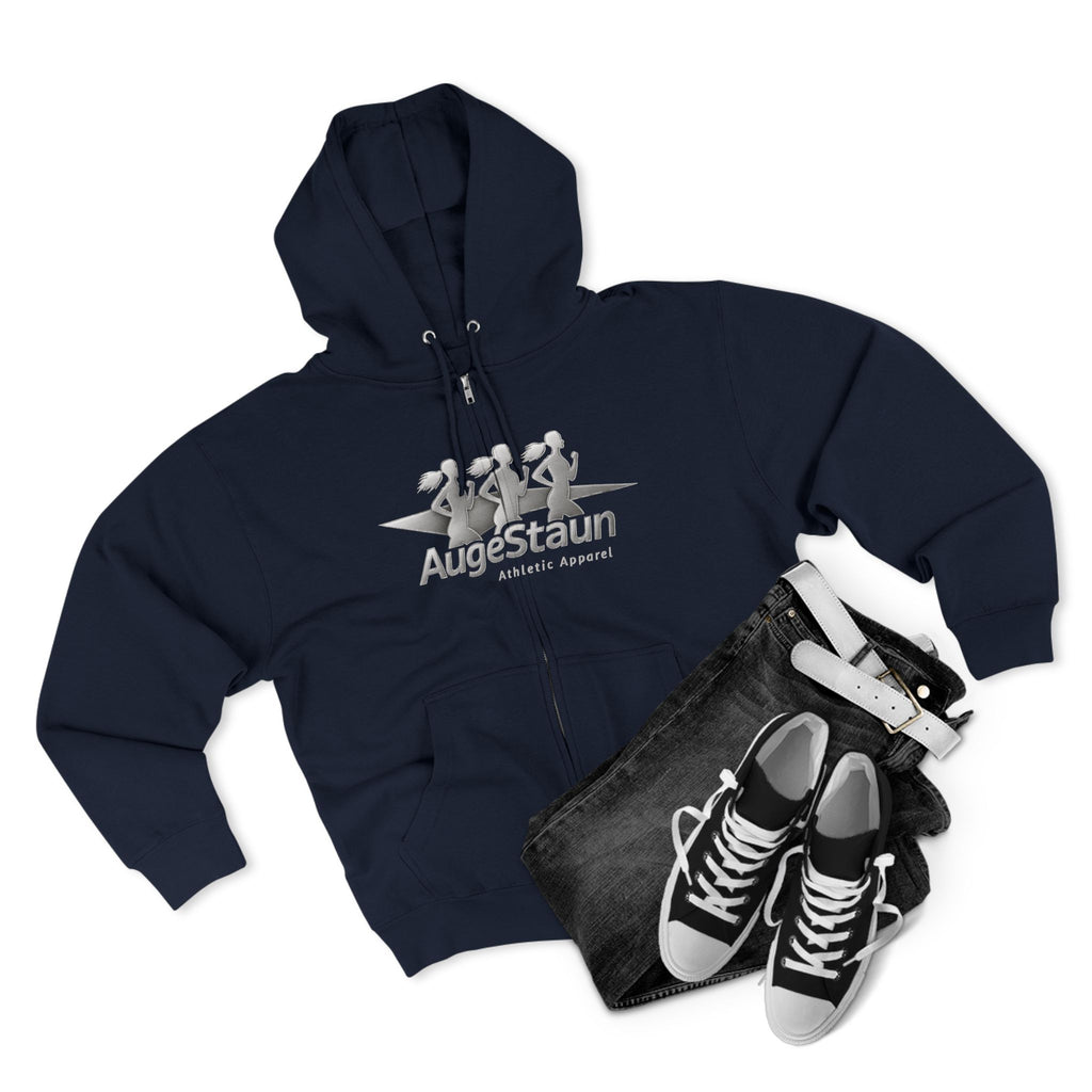 Augé-Staun Logo Zip Hoodie (ASAA) — Minimalist Grey Zip-Up Hoodie with Subtle Embroidered Text