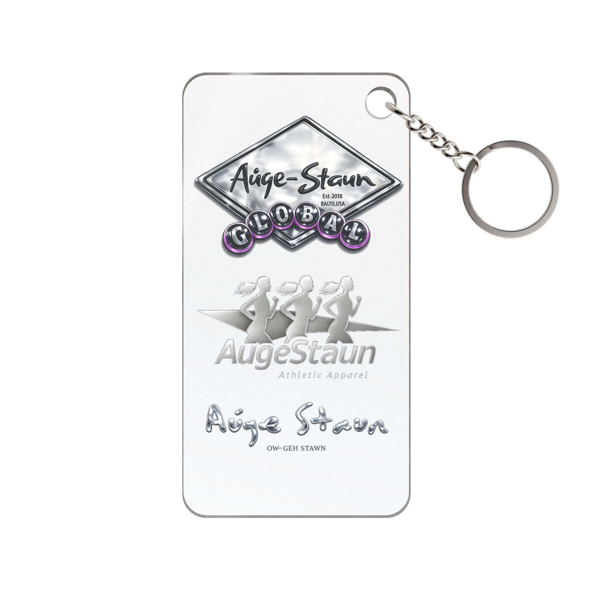 Auge-Staun tre amigos Logo Acrylic Keychain — Single-Sided Branded Charm