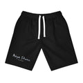 Black Athletic Shorts with Minimal 'Auge Staun' Script — Performance Gym & Casual Wear