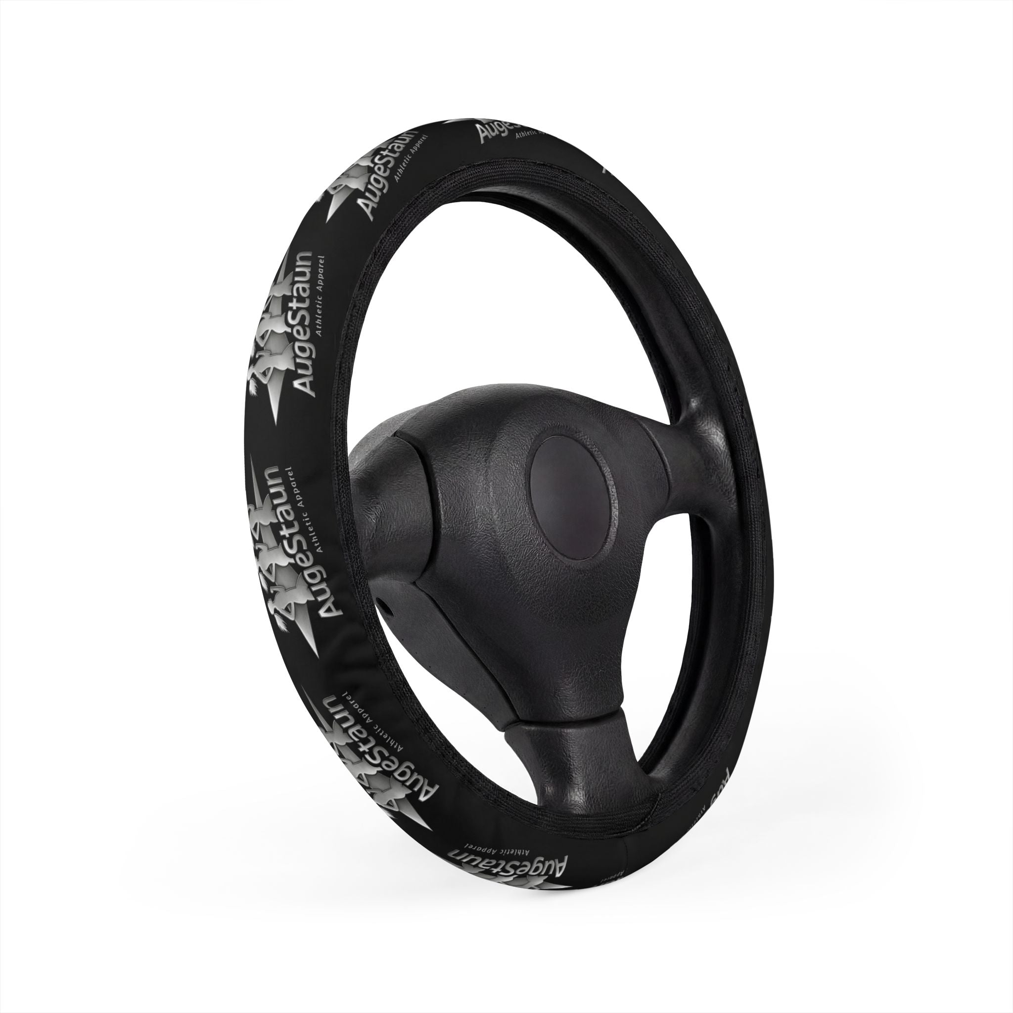 Black Leatherette Steering Wheel Cover — Non-Slip Comfort Grip