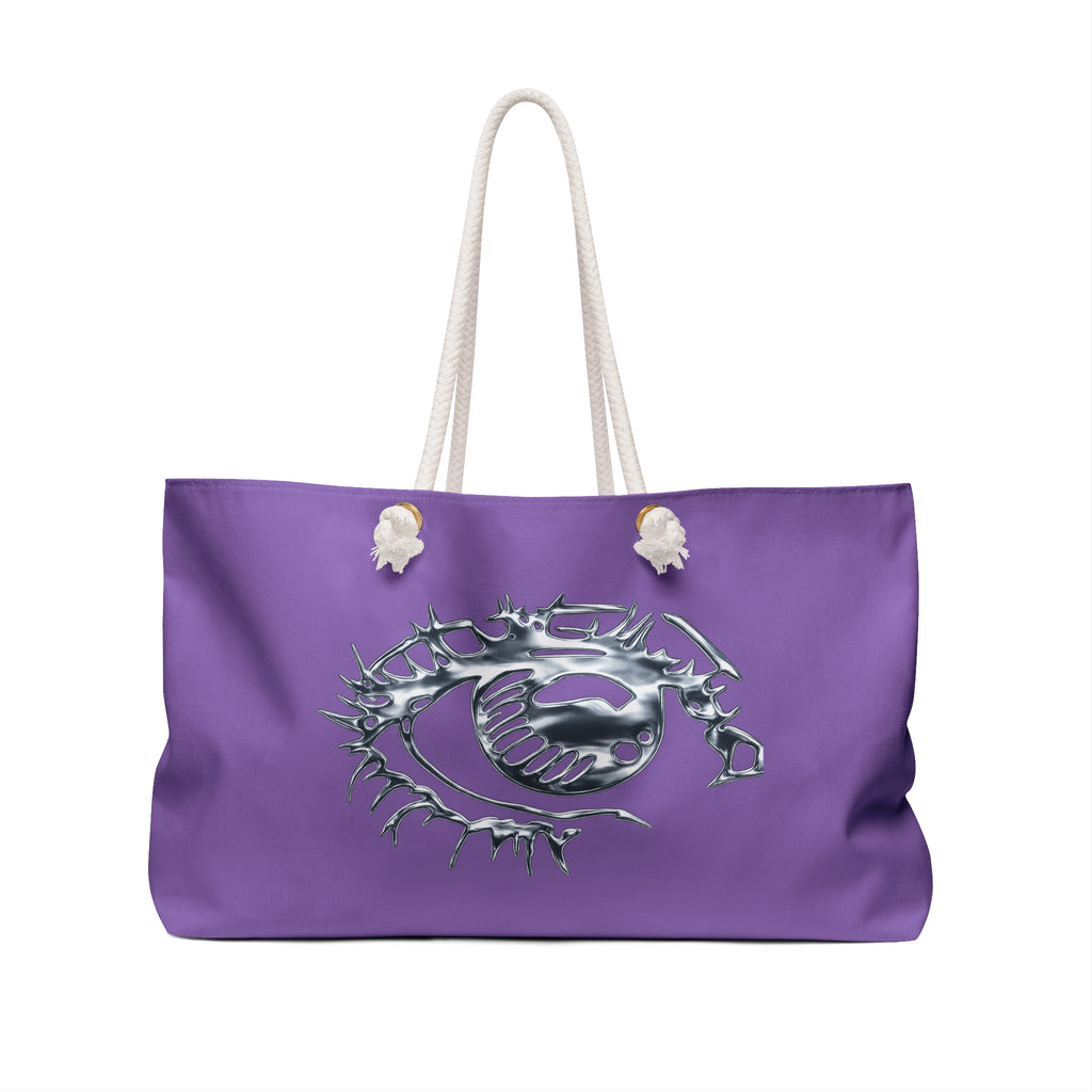 Purple Metallic Eye Weekender Bag – Auge Staun Logo Overnight Travel Tote