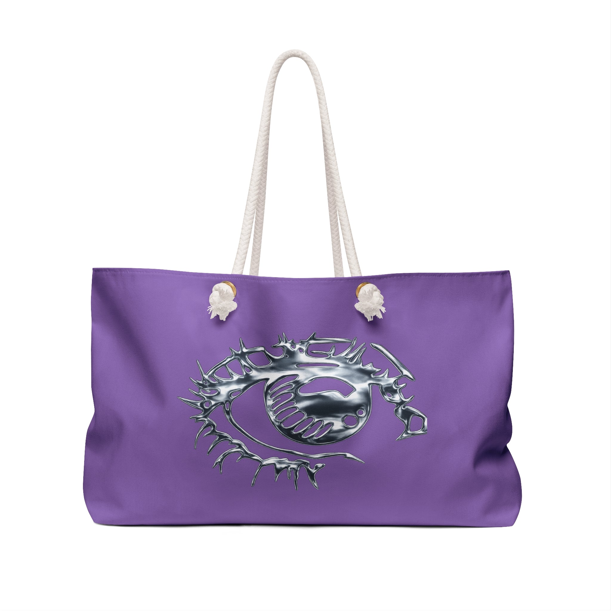 Purple Metallic Eye Weekender Bag – Auge Staun Logo Overnight Travel Tote