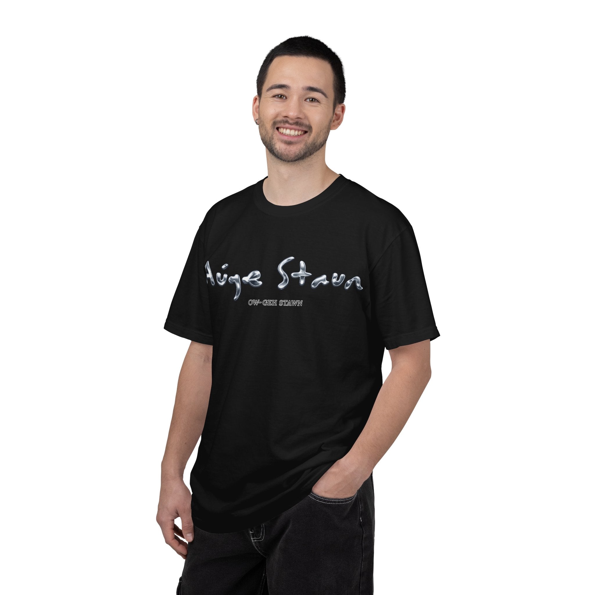 Graphic T-Shirt — 'Auge Staun' Script Front & Eye Graphic Back