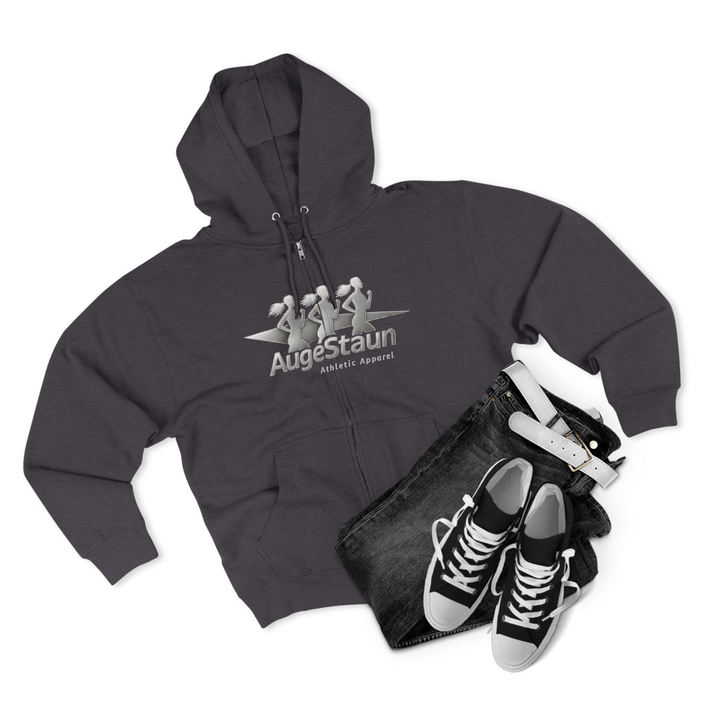 Augé-Staun Logo Zip Hoodie (ASAA) — Minimalist Grey Zip-Up Hoodie with Subtle Embroidered Text