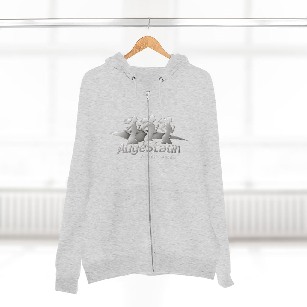 Augé-Staun Logo Zip Hoodie (ASAA) — Minimalist Grey Zip-Up Hoodie with Subtle Embroidered Text