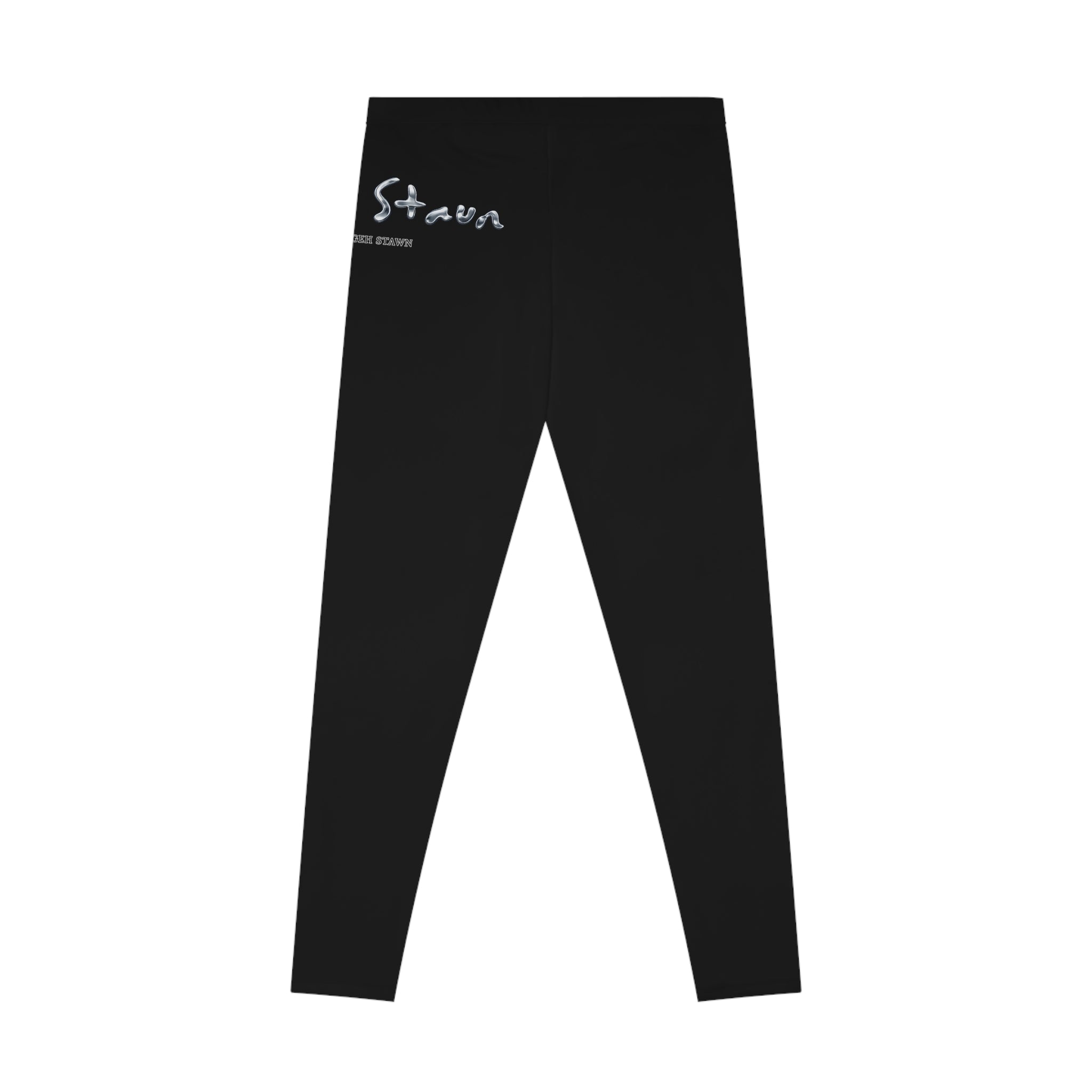Black Script Logo Leggings — Minimal Logo All-Over Print Yoga Leggings