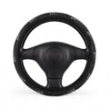 Black Leatherette Steering Wheel Cover — Non-Slip Comfort Grip