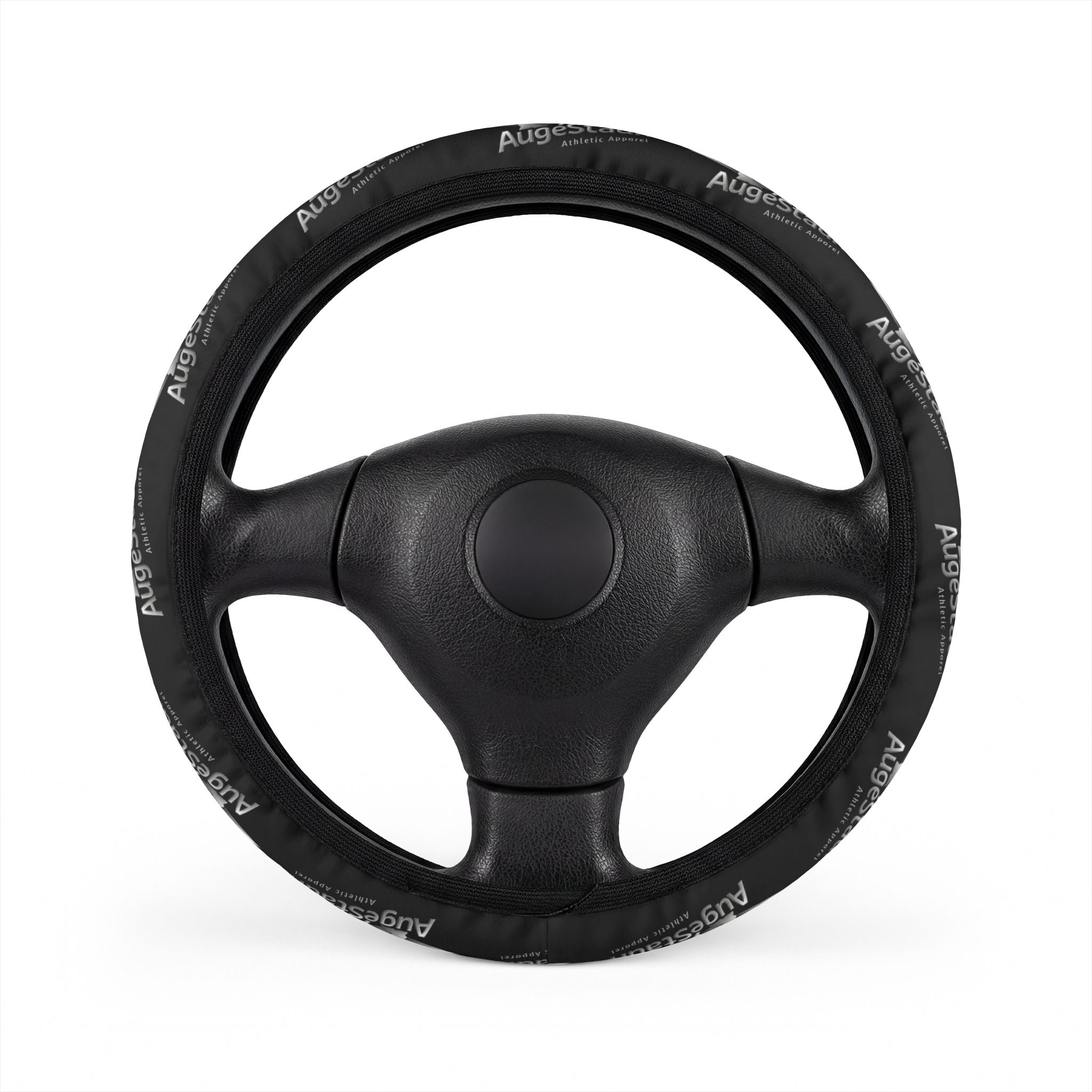Black Leatherette Steering Wheel Cover — Non-Slip Comfort Grip