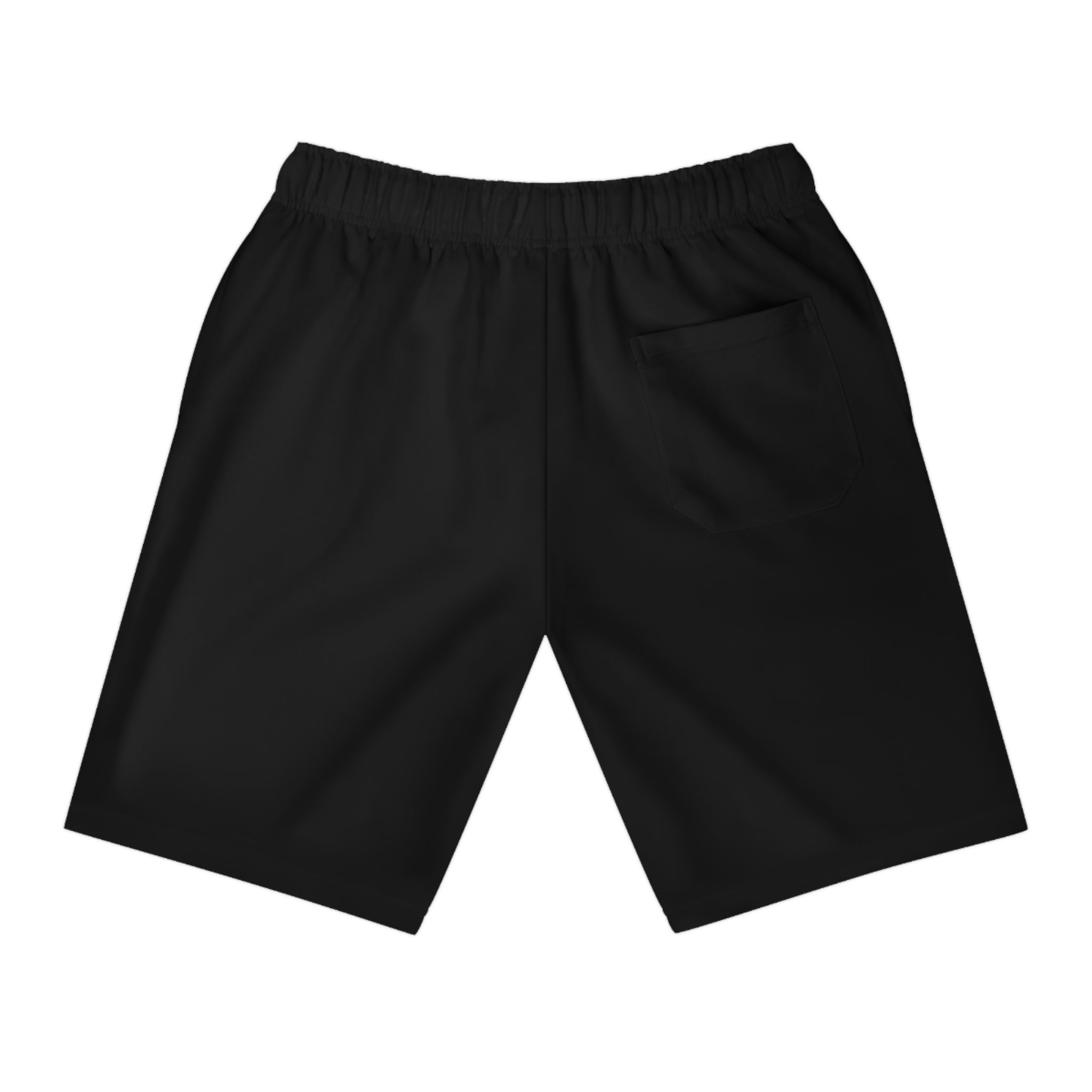 Black Athletic Shorts with Minimal 'Auge Staun' Script — Performance Gym & Casual Wear