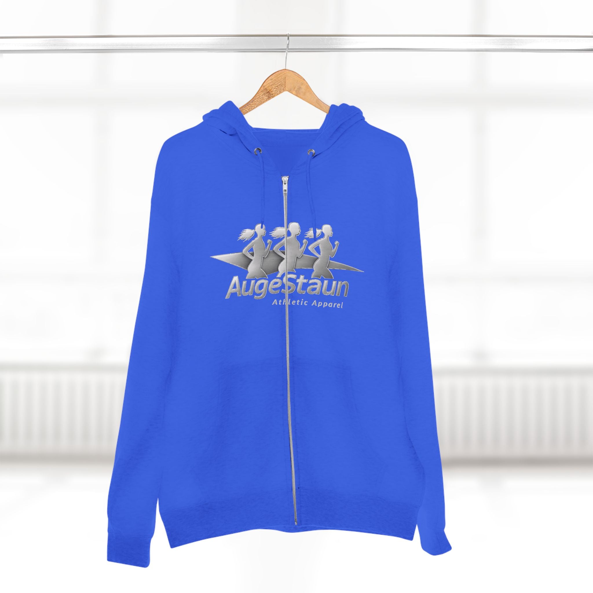 Augé-Staun Logo Zip Hoodie (ASAA) — Minimalist Grey Zip-Up Hoodie with Subtle Embroidered Text