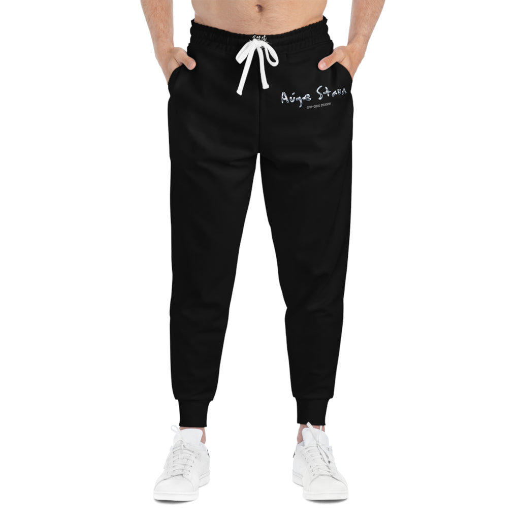 Black Athletic Joggers — Minimal Script Logo Sweatpants (QP)