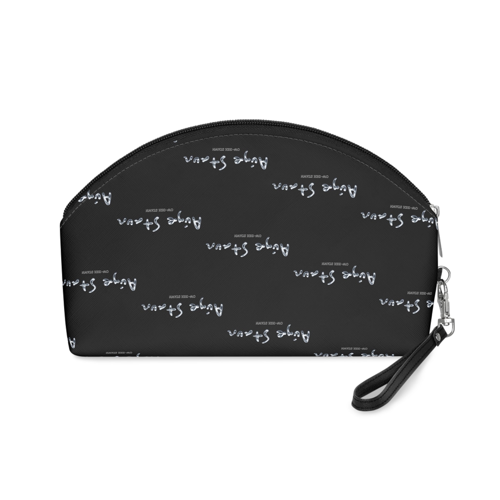 Signature Pattern Makeup Bag — Personalized Black Cosmetic Pouch