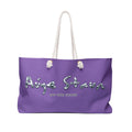 Purple Metallic Eye Weekender Bag – Auge Staun Logo Overnight Travel Tote