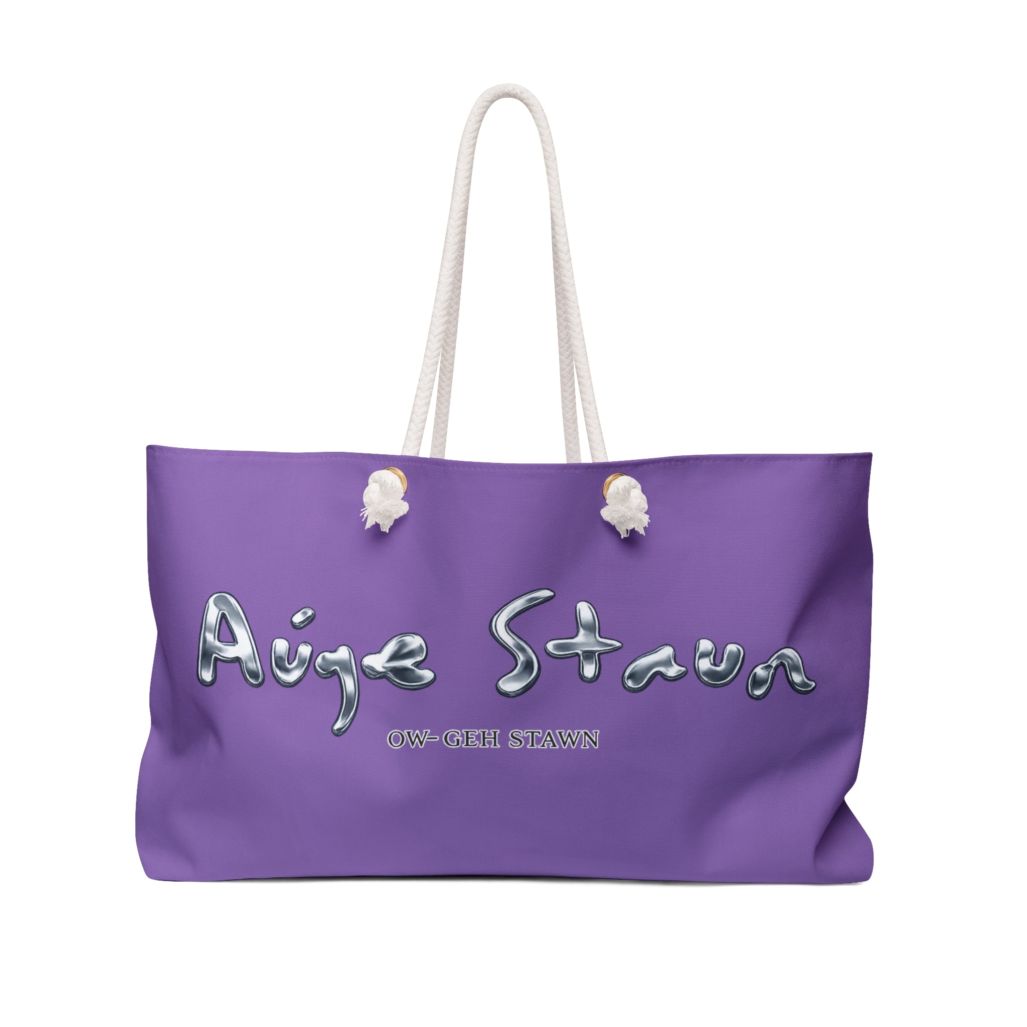 Purple Metallic Eye Weekender Bag – Auge Staun Logo Overnight Travel Tote