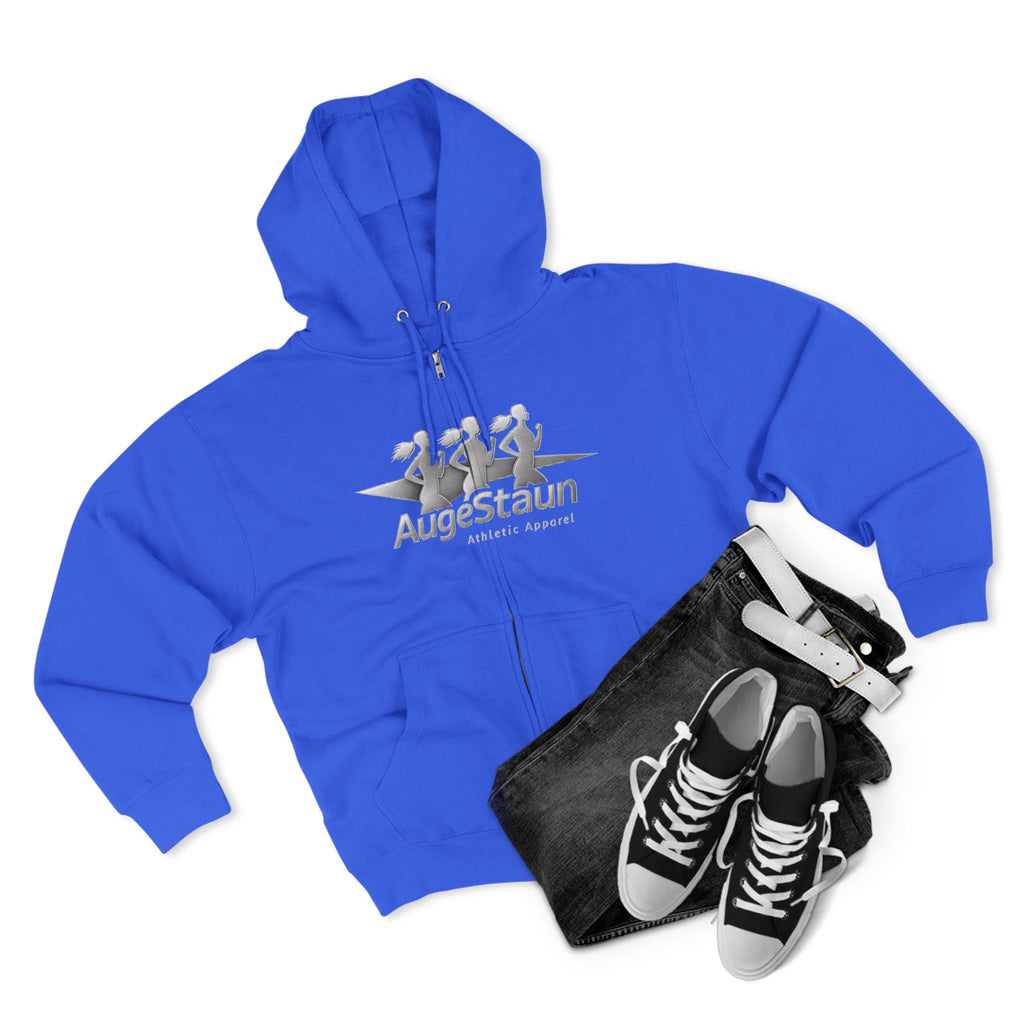 Augé-Staun Logo Zip Hoodie (ASAA) — Minimalist Grey Zip-Up Hoodie with Subtle Embroidered Text