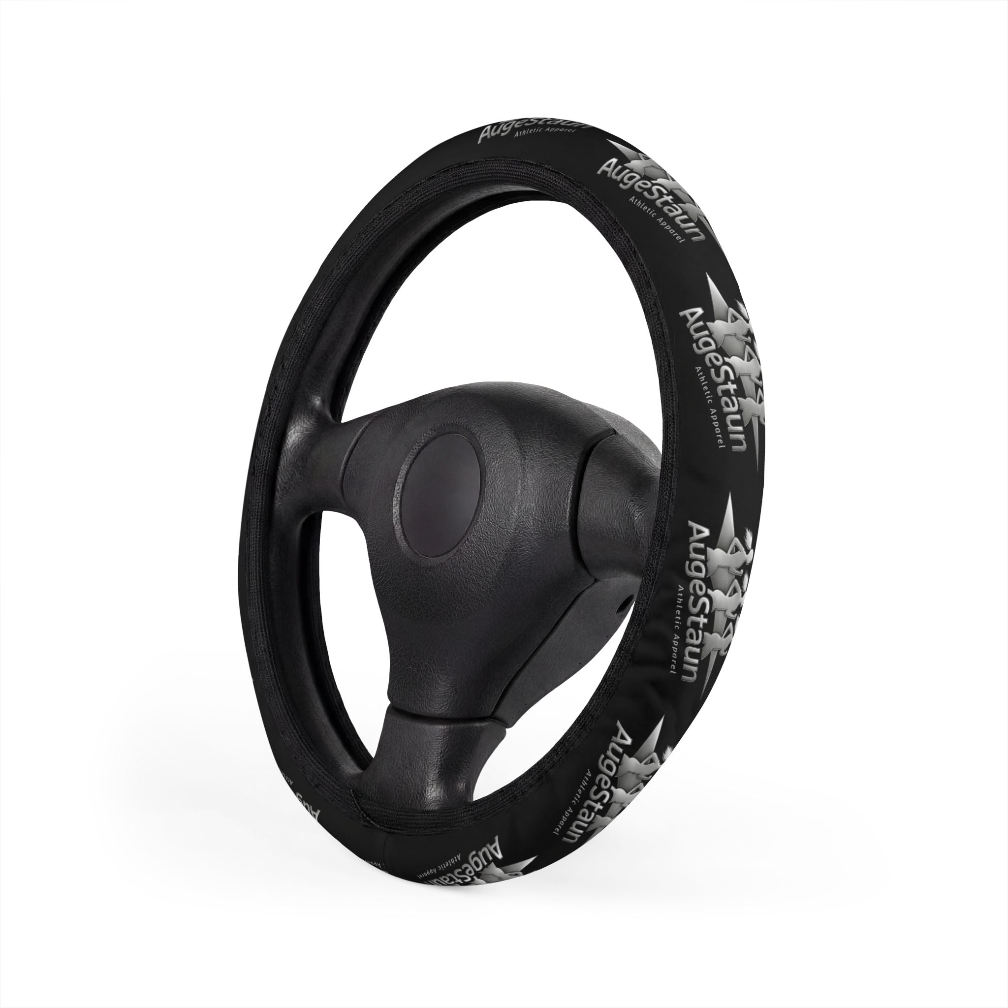Black Leatherette Steering Wheel Cover — Non-Slip Comfort Grip