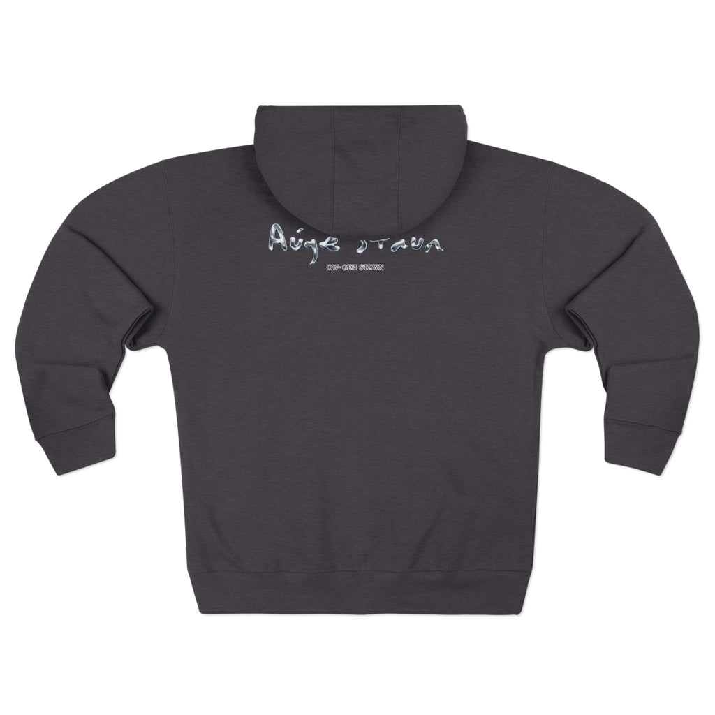 Augé-Staun Logo Zip Hoodie (ASAA) — Minimalist Grey Zip-Up Hoodie with Subtle Embroidered Text