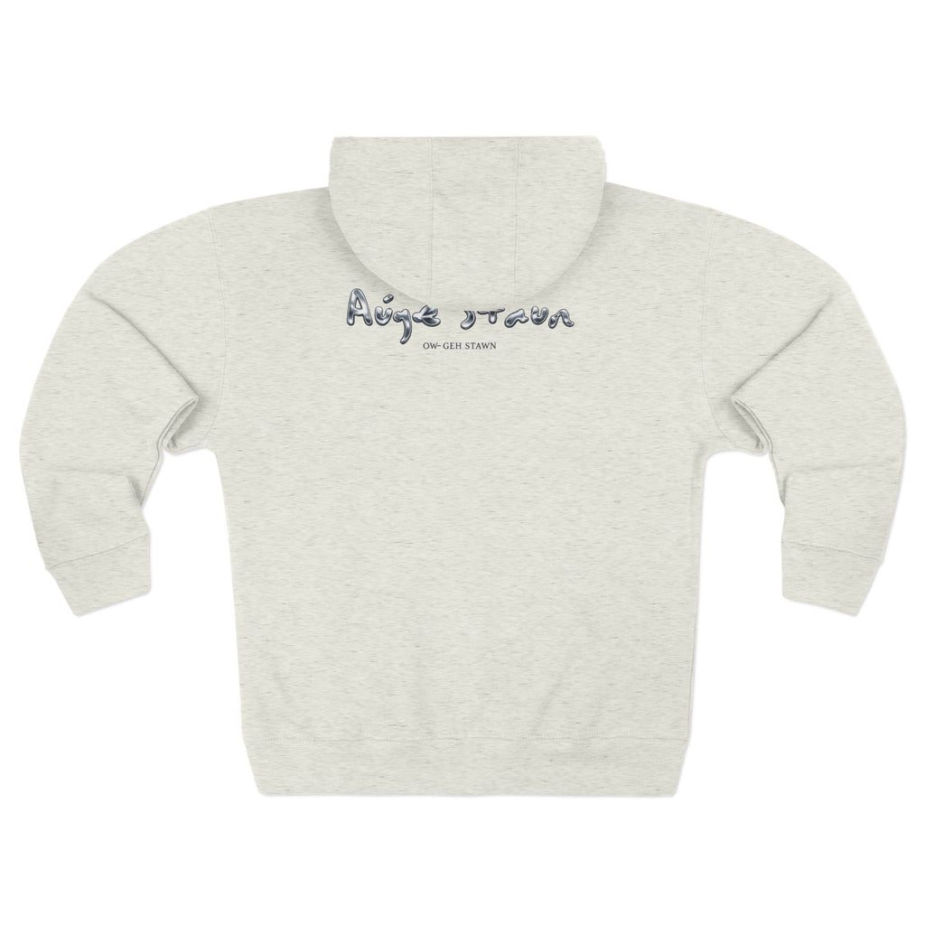 Augé-Staun Logo Zip Hoodie (ASAA) — Minimalist Grey Zip-Up Hoodie with Subtle Embroidered Text