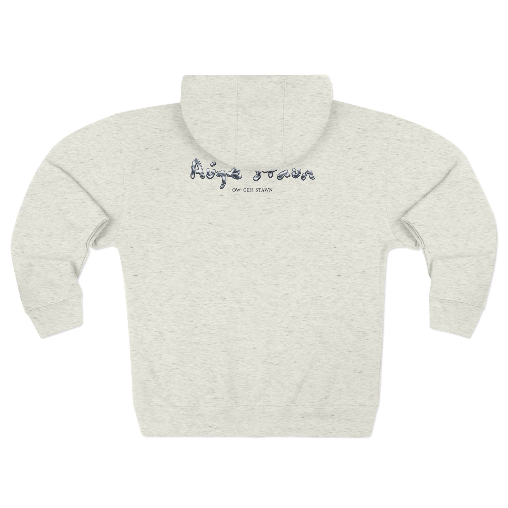 Augé-Staun Logo Zip Hoodie (ASAA) — Minimalist Grey Zip-Up Hoodie with Subtle Embroidered Text