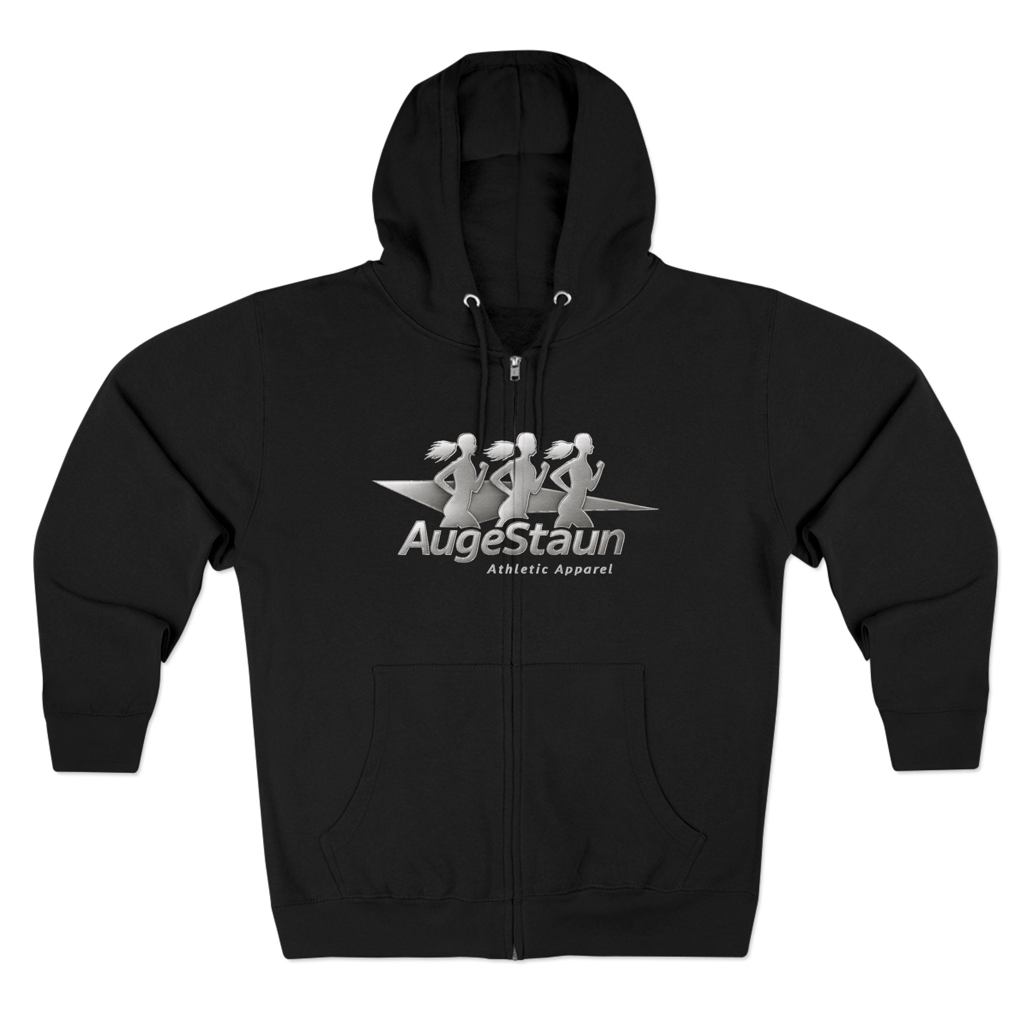 Augé-Staun Logo Zip Hoodie (ASAA) — Minimalist Grey Zip-Up Hoodie with Subtle Embroidered Text